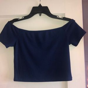 Navy blue off the shoulder pacsun crop top